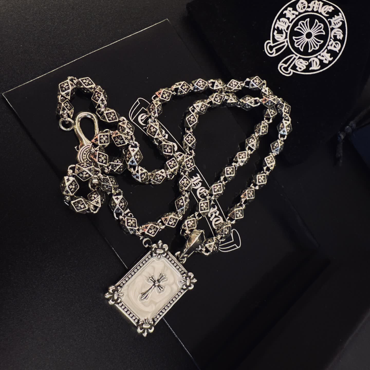 Chrome Hearts Rome Hearts Silver Cross Pendant Necklace